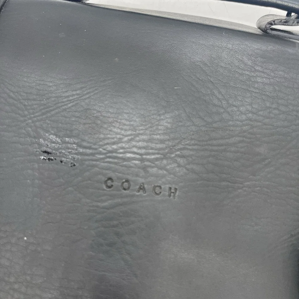 Coach Leather Messenger Briefcase Laptop Bag With Shoulder Strap Black Buckles